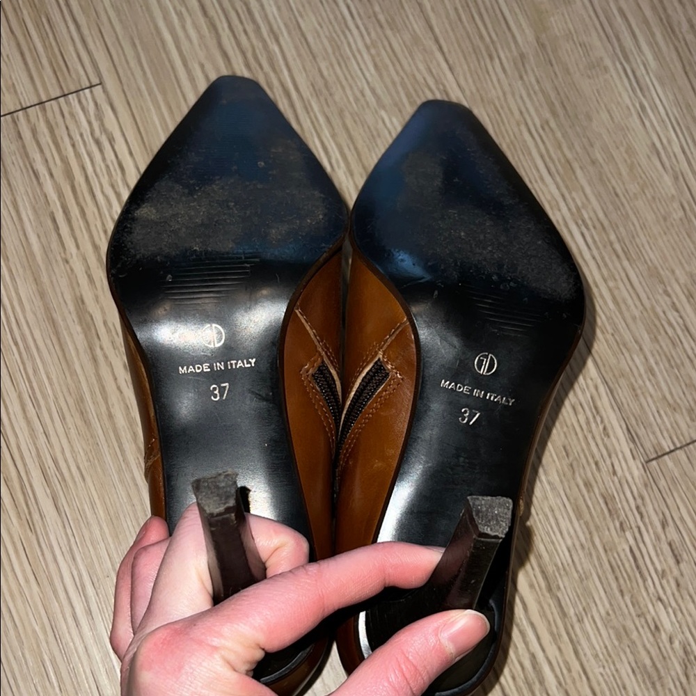 Henry Ferrera Size 37 Brown Leather Women's Heels - Picture 6 of 10
